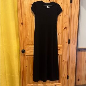 Elegant Black Short Sleeve Jeweled Maxi Dress Size 10